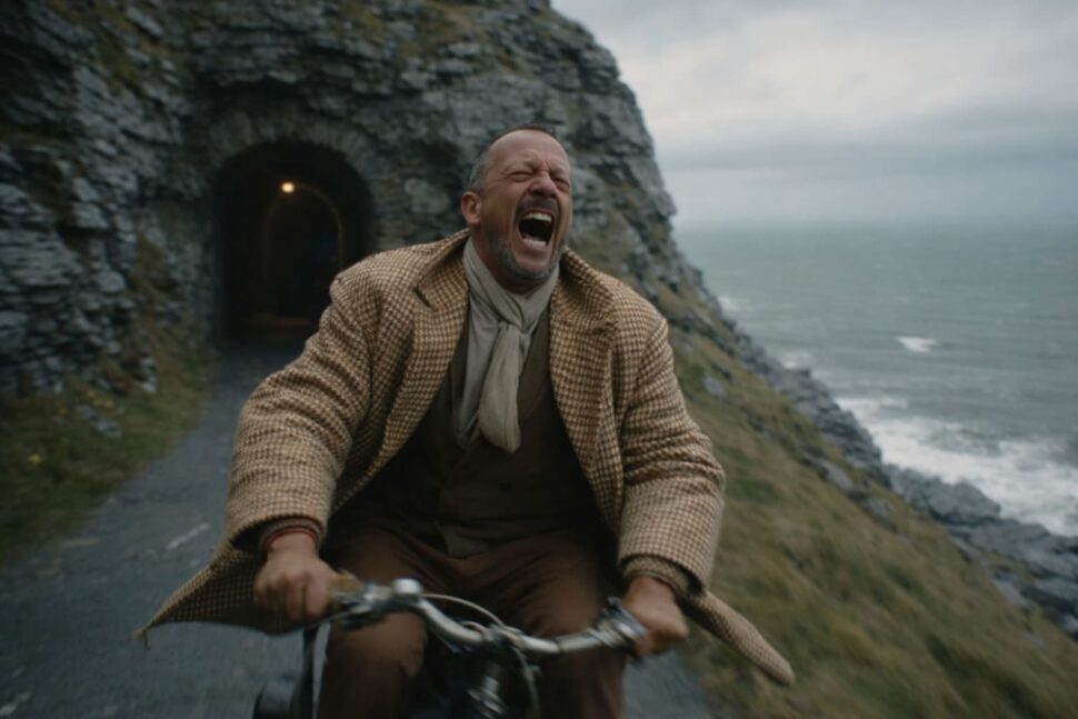 rozjařený muž vyjíždí z tunelu psychických obran na svobodu do reality